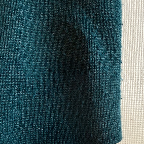 Abercrombie & Fitch Teal Ribbed Square Neck Knit Sweater Crop Front Zip Size S - Picture 8 of 12